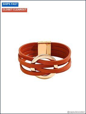 Boho Handmade Leather Wrap Bracelet Multi-Strand Layered Cuff